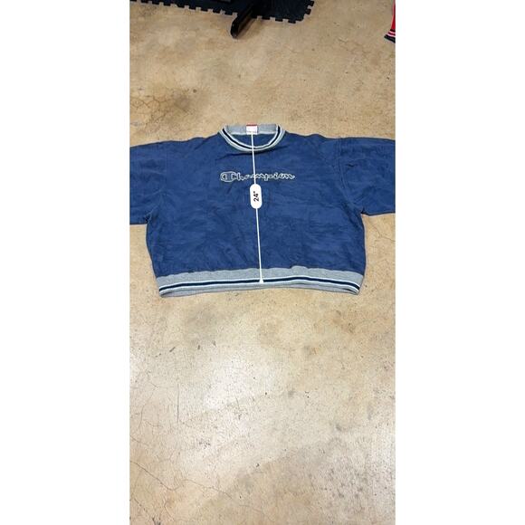 Champion Vintage 90s Reverse Weave Navy Crewneck Cropped Oversized Sweater - Picture 11 of 11